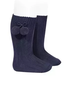 Носки для девочки Condor с помпоном, темно-синий