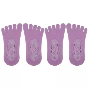 Носки для йоги, носки с пятью пальцами, балетные носки с ручками для женщин Unique Bargains, фиолетовый