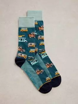 Носки для лодыжек из органического хлопка campervan rich White Stuff, цвет Teal/Multi
