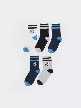 Носки для мальчика с рисунком, набор из 5 шт. LCW Kids, окрашенная пряжа смешанного цвета