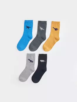 Носки для мальчика с рисунком, набор из 5 шт. LCW Kids, окрашенная пряжа смешанного цвета
