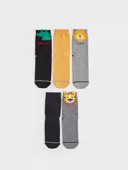 Носки для мальчика с рисунком, набор из 5 шт. LCW Kids, окрашенная пряжа смешанного цвета