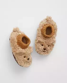 Носки для мальчика с закругленным носком, декором в виде белого медведя и эластичными манжетами Gap, коричневый