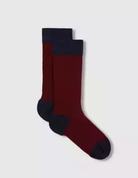 Носки для мальчиков с рисунком «ёлочка» и контрастным носком и пяткой Gocco, гранатовый