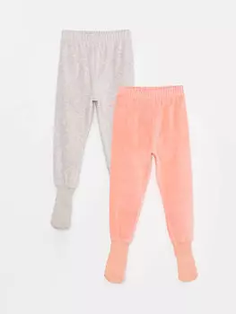 Носки для маленьких девочек, пижамные штаны с эластичной резинкой на талии, 2 предмета LCW baby, светлый коралл