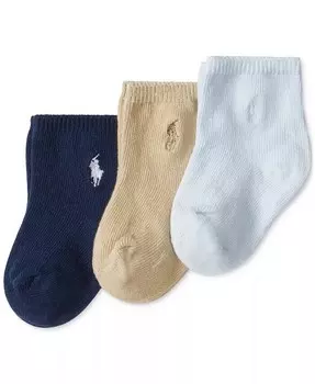Носки для маленьких мальчиков с вышитым логотипом Ralph Lauren, набор из 3 шт Polo Ralph Lauren, мультиколор