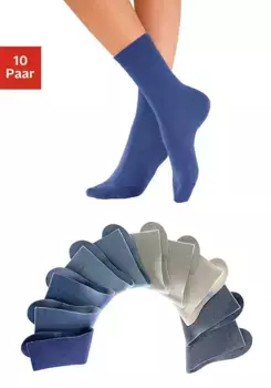 Носки для отдыха H.I.S (упаковка 10 пар), с мягкими ребристыми манжетами, синий