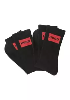 Носки для отдыха HUGO Underwear "2P QS RIB LABEL CC " (упаковка, 2 пары, 2 шт.), с контрастным логотипом HUGO, черный
