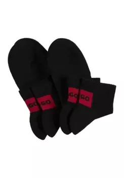 Носки для отдыха HUGO Underwear "2P SH RIB LABEL CC" (2 пары в упаковке, 2 шт. в упаковке), с вышивкой логотипа, черный