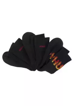 Носки для отдыха HUGO Underwear "3P QS RIB FLAMES CC 10258019 01" (3 шт. в упаковке), с вышивкой логотипа, черный
