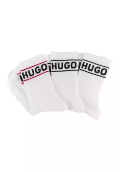 Носки для отдыха HUGO Underwear "3P QSRIB SPORTY CC W" (упаковка, 3 пары, 3 шт.), с контрастным логотипом, белый