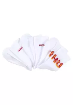 Носки для отдыха HUGO Underwear "3PQS RIB FLAMES CC W" (3 шт. в упаковке), с вышивкой логотипа, белый