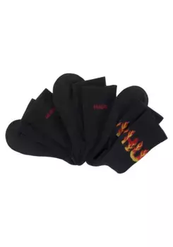 Носки для отдыха HUGO Underwear "3PQS RIB FLAMES CC W" (3 шт. в упаковке), с вышивкой логотипа, черный