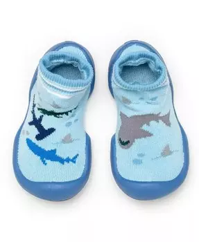 Носки для первой прогулки для маленьких мальчиков, майка с изображением акулы Komuello, синий