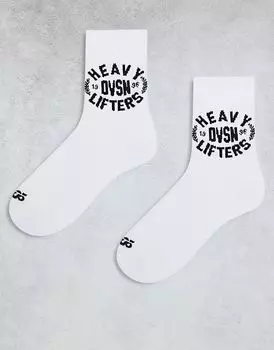 Носки для тренировок с графикой для тяжелой атлетики, 2 пары, белого цвета ASOS 4505