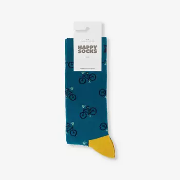 Носки для велосипедистов из эластичной хлопчатобумажной смеси Happy Socks, бирюзовый