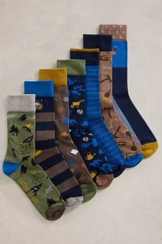 Носки «Дни недели» 7 пар в упаковке White Stuff, синий