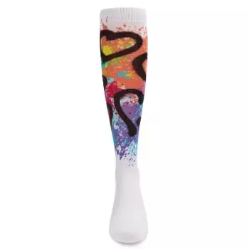 Носки до колена из смеси хлопка для девочек с граффити и сердечками MeMoi