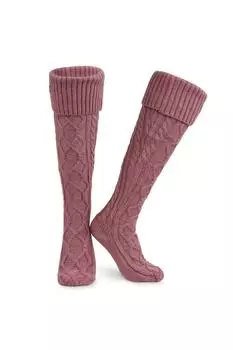 Носки до колена с косами CityComfort, розовый
