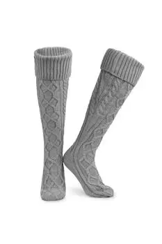 Носки до колена с косами CityComfort, серый