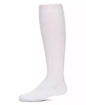 Носки до колена с рюшами для больших девочек, связанные крючком Memoi, белый
