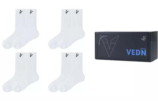 Носки до колена унисекс VEIDOORN, 4 двойные упаковки (Devil's Horn, белый *2 + черный *2)