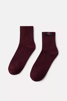 Носки до коротки с цветочным рисунком ZARA, бордовый