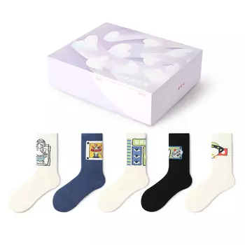Носки до середины голени, осень-зима, унисекс, 5 пар Primeet, 5 Pack (Comic Trendy Socks-5 Pack)