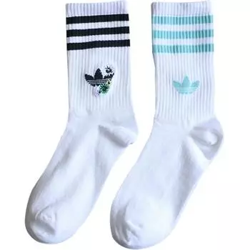 Носки до середины голени унисекс, 2 шт Adidas Originals, 2 Pack (White Blue+White Black)