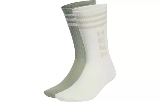 Носки до середины голени унисекс, 2 шт Adidas Originals, белый/зеленый