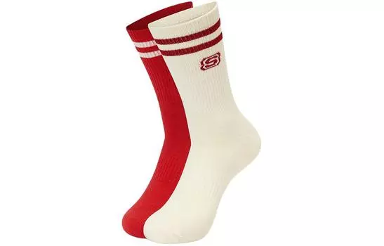 Носки до середины голени унисекс, 2 шт Skechers, 2 Pack (Red/Ecru/042V)