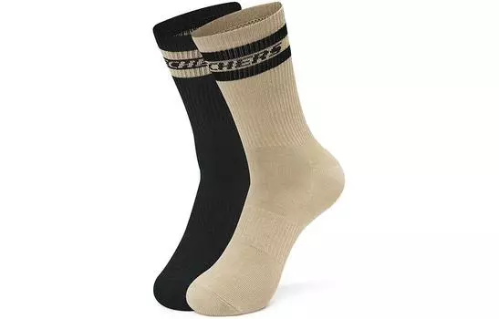 Носки до середины голени унисекс, 2 шт Skechers, 2 Pack (Beauty Black/Light Taupe/044D)