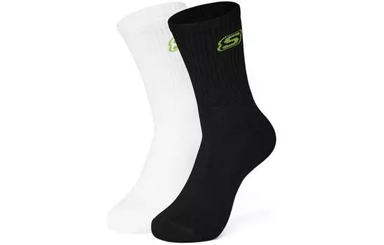 Носки до середины голени унисекс, 2 шт Skechers, 2 Pack (White+Carbon Black)
