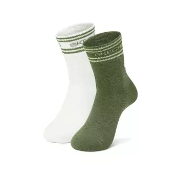 Носки до середины голени унисекс, 2 шт Skechers, 2 Pack (Bright White/Moss Green)