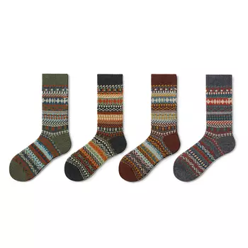 Носки до середины голени унисекс, 4 пары Primeet, Vintage Ethnic Style A Set (4 Pack)