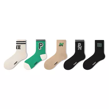 Носки до середины голени унисекс, 5 пар Primeet, 5 Pack (Quarter Crew B Set)