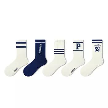 Носки до середины голени, весна-лето, унисекс, 5 пар Primeet, Trendy Crew Socks 5 Pack