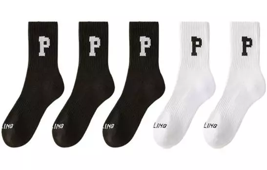 Носки до середины голени женские, 5 пар AUGUST, 5 Pack (Black+Black+Black+Milk White+Milk White)