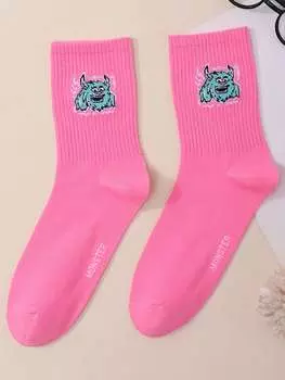 Носки до середины икры с мультяшным узором Sapstudio Girlcore, розовый фуксия