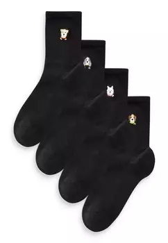 Носки EMBROIDERED DOG FACES ANKLE SOCKS 4 PACK Next, черный