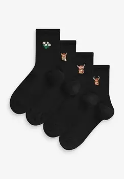 Носки EMBROIDERED HAMISH MOTIF ANKLE SOCKS 4 PACK Next, черный