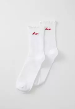 Носки EMBROIDERY LETTUCE EDGE 2 PACK Lindex, белый