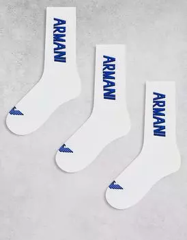 Носки Emporio Armani Bodywear, 3 пары, с логотипом, белого цвета
