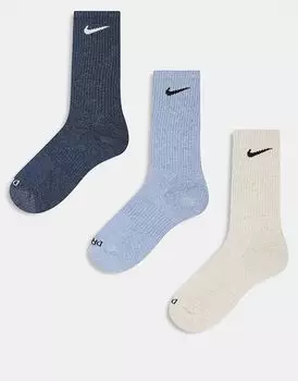 Носки Everyday Cushioned Plus, 3 пары, синего и бежевого цвета Nike Training