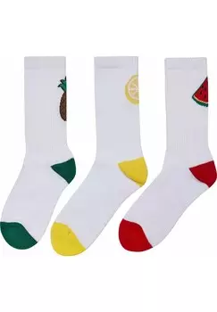 Носки FANCY FRUIT SOCKS 3-PACK Mister Tee, белый
