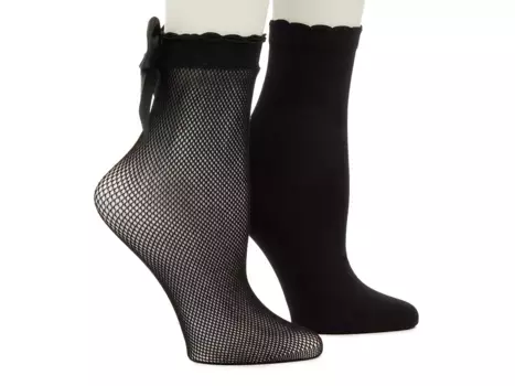 Носки Fishnet & Ruffle Women's Ankle Socks - 2 Pack Mix No. 6, черный