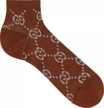 Носки Gucci GG Lamé Socks Brown/Light Grey, коричневый