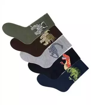 Носки H.I.S (упаковка 5 пар) с мотивами динозавров, цвет Bunt