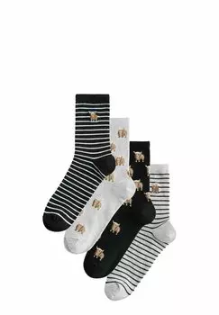 Носки HAMISH THE HIGHLAND COW STRIPE ANKLE 4 PACK Next, черный