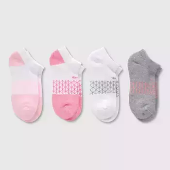 Носки Hanes женские 4 пары Absolute Active No Show, цвет Pink/Gray/White